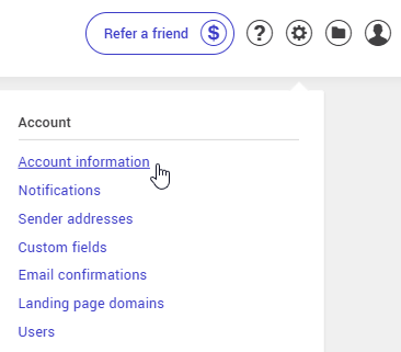 Settings and configurations : Account information
